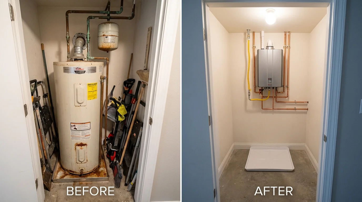 Tank water heater versus wall-mounted tankless unit comparison for Sterling, AK homeowners